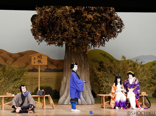 ▲From left, Kataoka Nizaemon, Kataoka Sennosuke, Nakamura Tanetarō, <br>Kataoka Takatarō in 'YOSHITSUNE SENBON ZAKURA'.