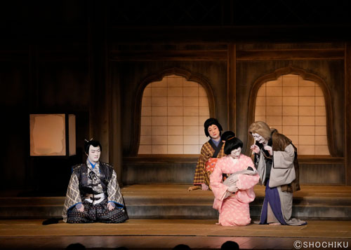 ▲From left, Nakamura Hashinosuke, Bandō Shingo,<br>Bandō Minosuke in 'TABI NO UWASA OKAZAKI NO NEKO'.