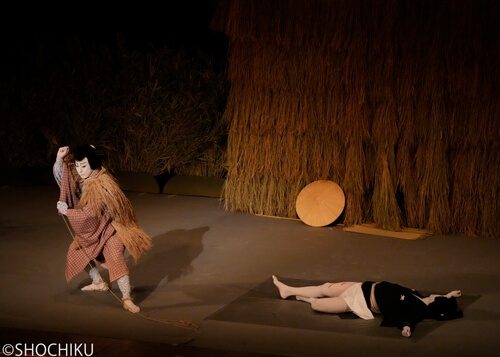 ▲From left, Onoe Kikunosuke, Onoe Ukon<br>in 'KANADEHON CHŪSHINGURA'.