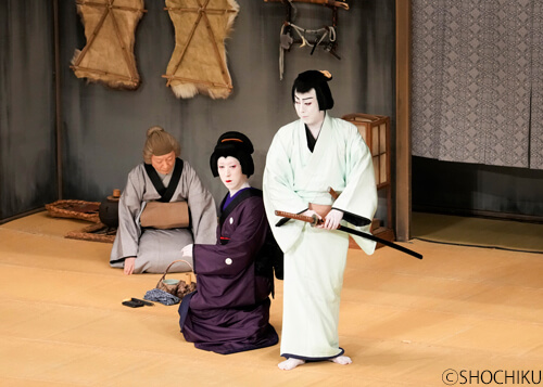 ▲From left, Kamimura Kichiya, Nakamura Tokizō,<br>Onoe Kikunosuke in 'KANADEHON CHŪSHINGURA'.