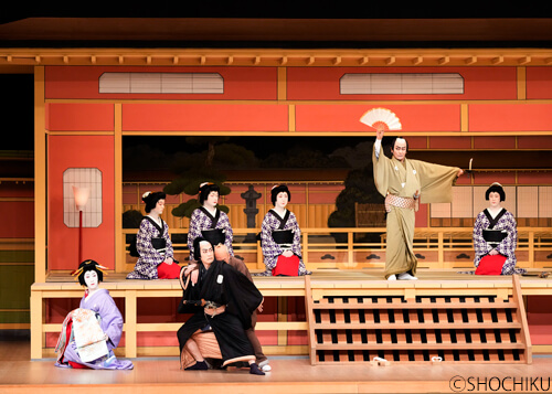 ▲From left, Nakamura Tokizō, Bandō Minosuke, Kataoka Kamezō,<br> Kataoka Ainosuke in 'KANADEHON CHŪSHINGURA'.