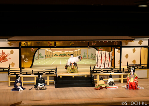 ▲From left, Nakamura Kazutarō, Kataoka Ainosuke,<br>Matsumoto Kōshirō, Nakamura Shichinosuke<br> in 'ICHIJŌ ŌKURA MONOGATARI'. 