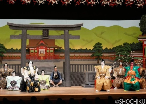 ▲From left, Ichikawa Somegorō, Nakamura Hashinosuke, Ichikawa Otora <br>in 'KAJIWARA HEIZŌ HOMARE NO ISHIKIRI'.