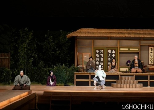 ▲From left, Nakamura Hashinosuke, Nakamura Tsurumatsu, Ichikawa Otora, Ichikawa Somegorō, Nakamura Kamenojō, Nakamura Hashigo<br> in 'KEISEI HANGONKŌ'.