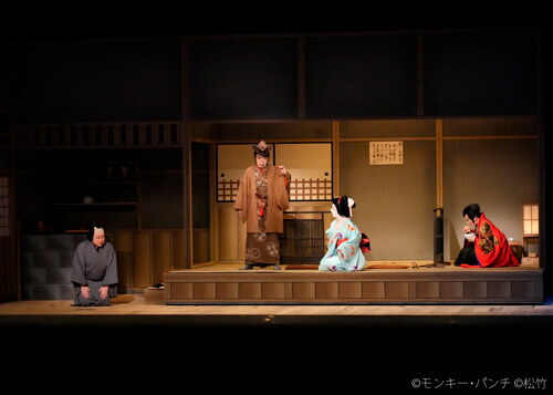 From left, Ichikawa En'ya, Ichikawa Chūsha, Nakamura Yonekichi, Kataoka Ainosuke in 'LUPIN III Hekisui no Reijō'.